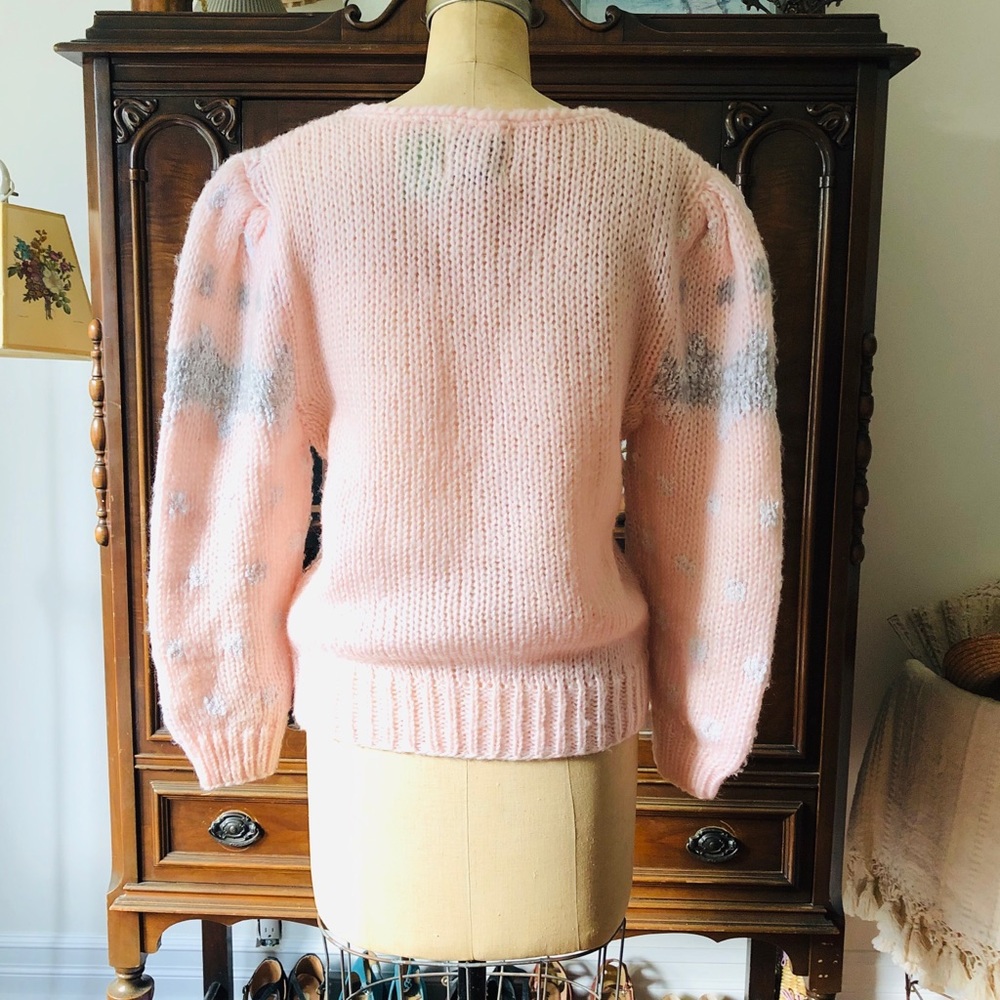 VINTAGE 80s Pastel Cable Knit Sweater - Picture 3 of 10